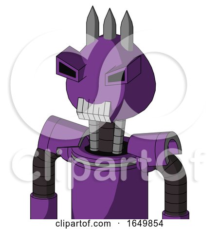 Purple Automaton with Rounded Head and Teeth Mouth and Angry Eyes and Three Spiked by Leo Blanchette