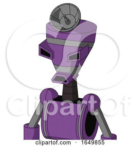 Purple Automaton with Vase Head and Sad Mouth and Angry Eyes and Radar Dish Hat by Leo Blanchette