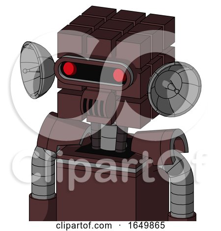 Purple Droid with Cube Head and Speakers Mouth and Visor Eye by Leo Blanchette