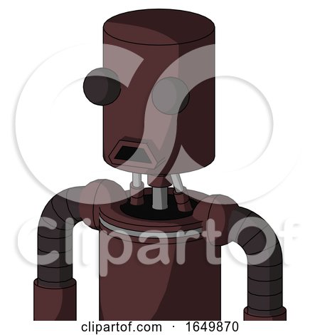 Purple Droid with Cylinder Head and Sad Mouth and Two Eyes by Leo Blanchette