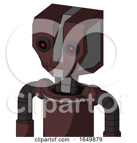 Purple Droid with Mechanical Head and Toothy Mouth and Black Glowing Red Eyes by Leo Blanchette