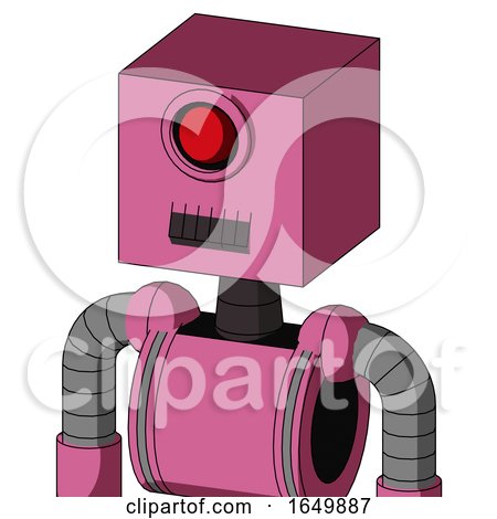 Pink Robot with Box Head and Dark Tooth Mouth and Cyclops Eye by Leo Blanchette