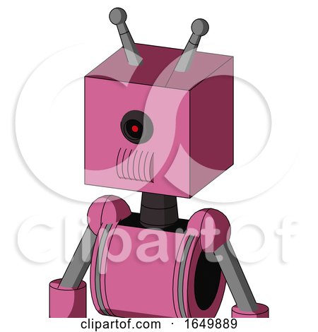Pink Robot with Box Head and Speakers Mouth and Black Cyclops Eye and Double Antenna by Leo Blanchette