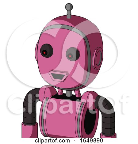Pink Robot with Bubble Head and Happy Mouth and Red Eyed and Single Antenna by Leo Blanchette