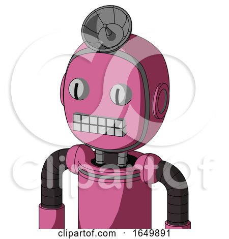 Pink Robot with Bubble Head and Keyboard Mouth and Two Eyes and Radar Dish Hat by Leo Blanchette
