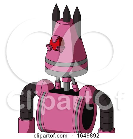 Pink Robot with Cone Head and Angry Cyclops Eye and Three Dark Spikes by Leo Blanchette