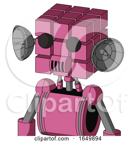 Pink Robot with Cube Head and Speakers Mouth and Two Eyes by Leo Blanchette
