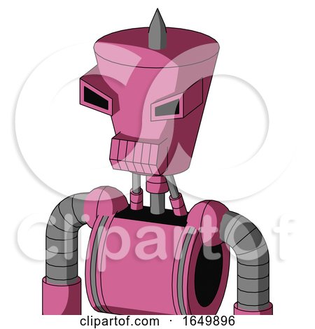 Pink Robot with Cylinder-Conic Head and Toothy Mouth and Angry Eyes and Spike Tip by Leo Blanchette