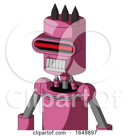 Pink Robot with Cylinder Head and Teeth Mouth and Visor Eye and Three Dark Spikes by Leo Blanchette