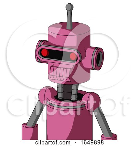 Pink Robot with Cylinder Head and Toothy Mouth and Visor Eye and Single Antenna by Leo Blanchette