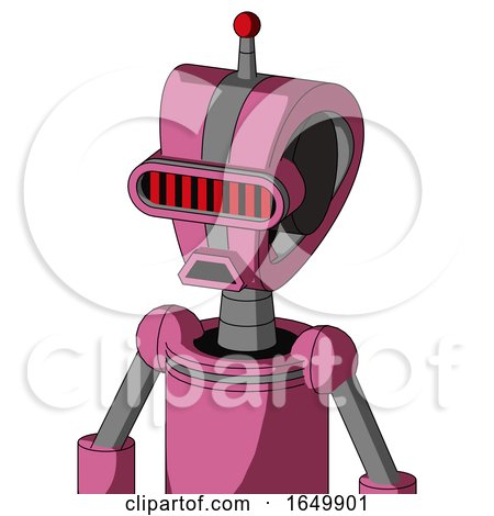 Pink Robot with Droid Head and Sad Mouth and Visor Eye and Single Led Antenna by Leo Blanchette