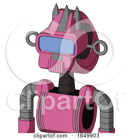 Pink Robot with Droid Head and Speakers Mouth and Large Blue Visor Eye and Three Spiked by Leo Blanchette
