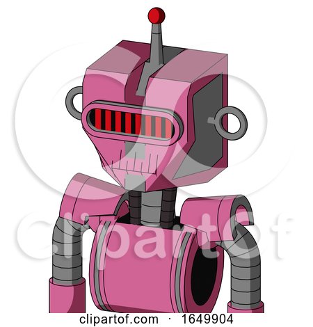 Pink Robot with Mechanical Head and Toothy Mouth and Visor Eye and Single Led Antenna by Leo Blanchette