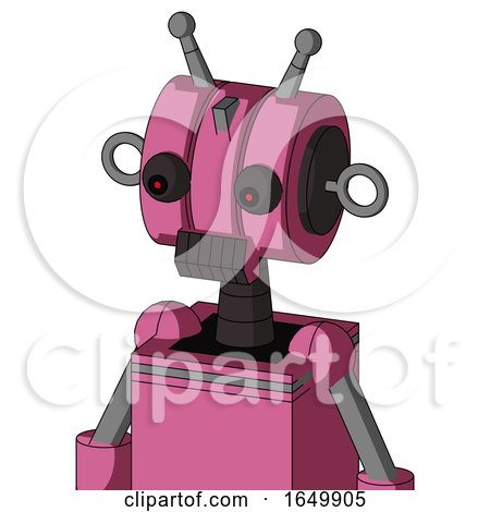 Pink Robot with Multi-Toroid Head and Dark Tooth Mouth and Red Eyed and Double Antenna by Leo Blanchette