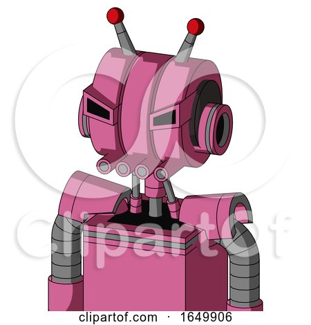 Pink Robot with Multi-Toroid Head and Pipes Mouth and Angry Eyes and Double Led Antenna by Leo Blanchette