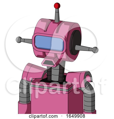 Pink Robot with Multi-Toroid Head and Sad Mouth and Large Blue Visor Eye and Single Led Antenna by Leo Blanchette