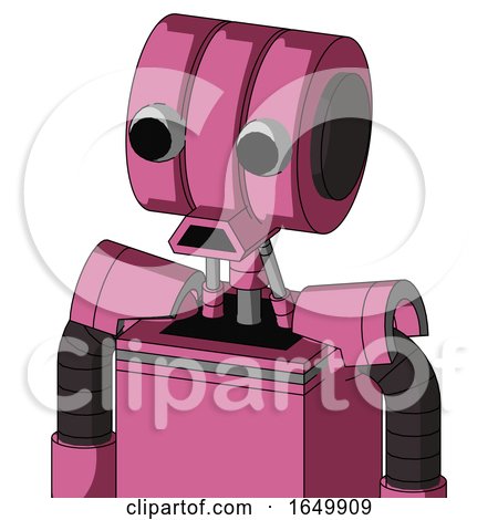 Pink Robot with Multi-Toroid Head and Sad Mouth and Two Eyes by Leo Blanchette