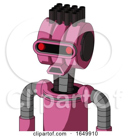 Pink Robot with Multi-Toroid Head and Sad Mouth and Visor Eye and Pipe Hair by Leo Blanchette