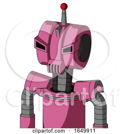 Pink Robot with Multi-Toroid Head and Speakers Mouth and Angry Eyes and Single Led Antenna by Leo Blanchette