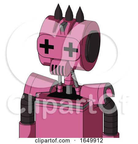 Pink Robot with Multi-Toroid Head and Speakers Mouth and Plus Sign Eyes and Three Dark Spikes by Leo Blanchette