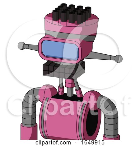 Pink Robot with Vase Head and Keyboard Mouth and Large Blue Visor Eye and Pipe Hair by Leo Blanchette