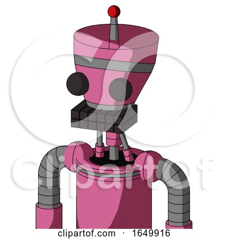 Pink Robot with Vase Head and Keyboard Mouth and Two Eyes and Single Led Antenna by Leo Blanchette