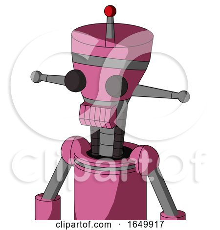 Pink Robot with Vase Head and Toothy Mouth and Two Eyes and Single Led Antenna by Leo Blanchette