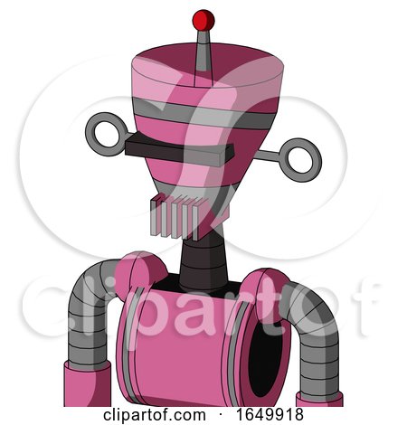 Pink Robot with Vase Head and Vent Mouth and Black Visor Cyclops and Single Led Antenna by Leo Blanchette