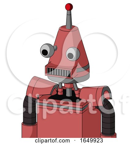 Pinkish Mech with Cone Head and Square Mouth and Two Eyes and Single Led Antenna by Leo Blanchette