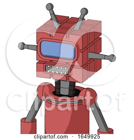 Pinkish Mech with Cube Head and Square Mouth and Large Blue Visor Eye and Double Antenna by Leo Blanchette