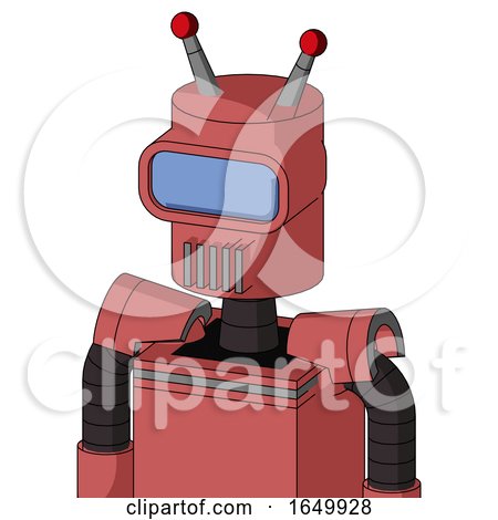 Pinkish Mech with Cylinder Head and Vent Mouth and Large Blue Visor Eye and Double Led Antenna by Leo Blanchette