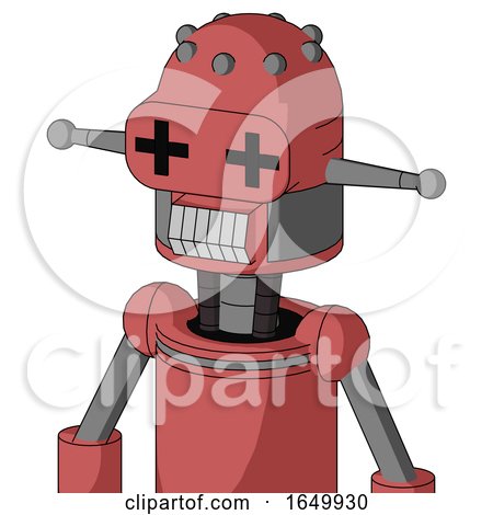Pinkish Mech with Dome Head and Teeth Mouth and Plus Sign Eyes by Leo Blanchette
