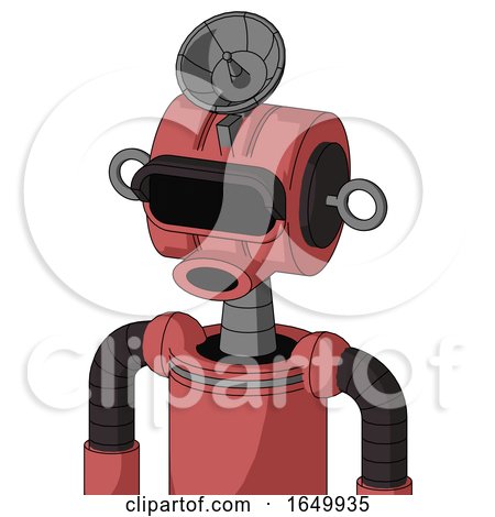 Pinkish Mech with Multi-Toroid Head and Round Mouth and Black Visor Eye and Radar Dish Hat by Leo Blanchette