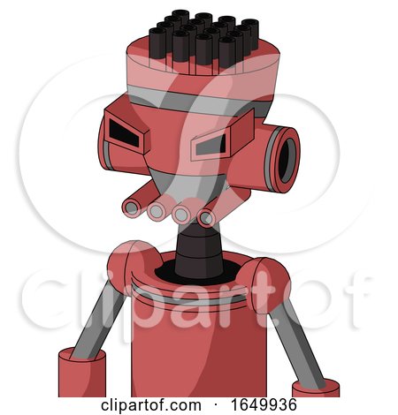 Pinkish Mech with Vase Head and Pipes Mouth and Angry Eyes and Pipe Hair by Leo Blanchette