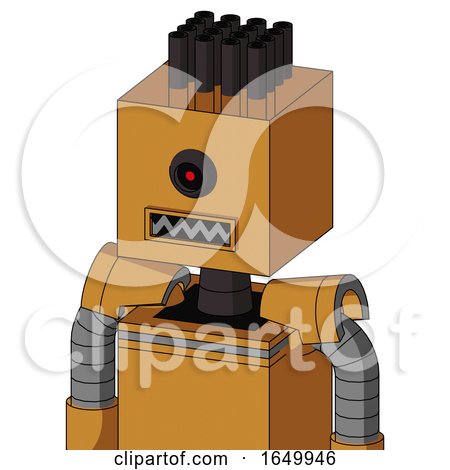 Peach Droid with Box Head and Square Mouth and Black Cyclops Eye and Pipe Hair by Leo Blanchette