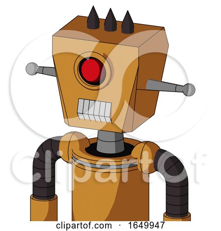 Peach Droid with Box Head and Teeth Mouth and Cyclops Eye and Three Dark Spikes by Leo Blanchette