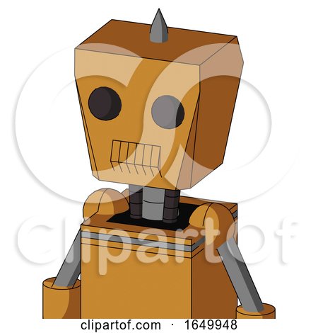 Peach Droid with Box Head and Toothy Mouth and Two Eyes and Spike Tip by Leo Blanchette