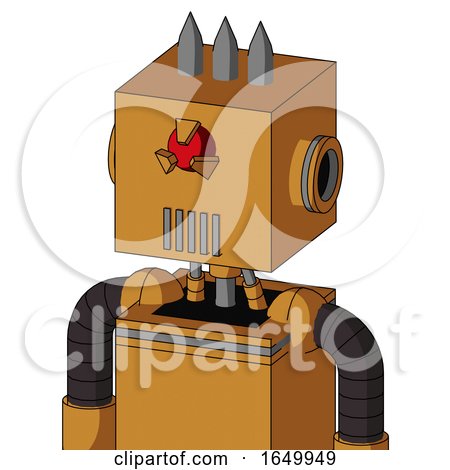 Peach Droid with Box Head and Vent Mouth and Angry Cyclops Eye and Three Spiked by Leo Blanchette