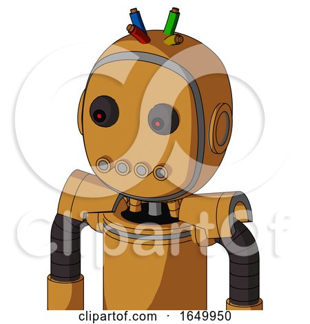 Peach Droid with Bubble Head and Pipes Mouth and Red Eyed and Wire Hair by Leo Blanchette