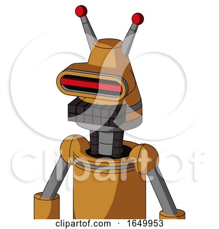 Peach Droid with Cone Head and Keyboard Mouth and Visor Eye and Double Led Antenna by Leo Blanchette