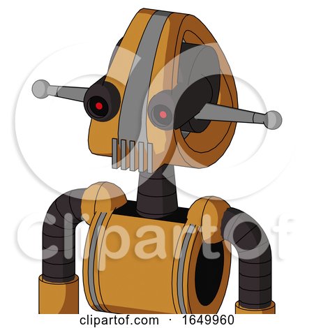 Peach Droid with Droid Head and Vent Mouth and Black Glowing Red Eyes by Leo Blanchette