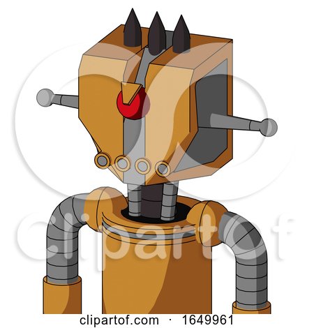 Peach Droid with Mechanical Head and Pipes Mouth and Angry Cyclops and Three Dark Spikes by Leo Blanchette