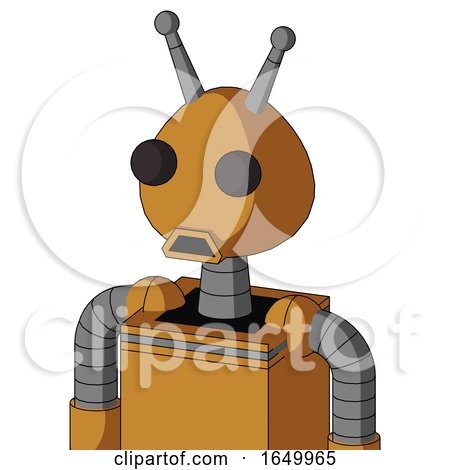 Peach Droid with Rounded Head and Sad Mouth and Two Eyes and Double Antenna by Leo Blanchette