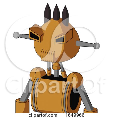 Peach Droid with Rounded Head and Speakers Mouth and Angry Eyes and Three Dark Spikes by Leo Blanchette