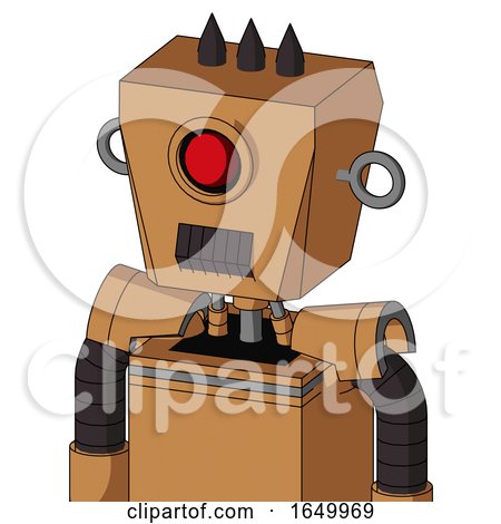 Peach Mech with Box Head and Dark Tooth Mouth and Cyclops Eye and Three Dark Spikes by Leo Blanchette