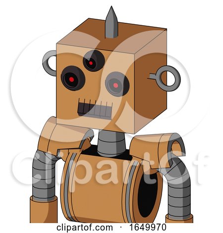 Peach Mech with Box Head and Dark Tooth Mouth and Three-Eyed and Spike Tip by Leo Blanchette