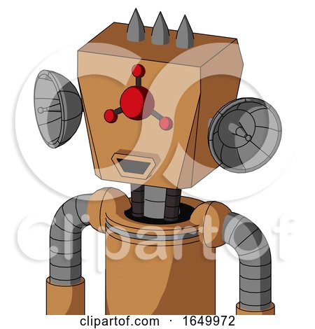 Peach Mech with Box Head and Happy Mouth and Cyclops Compound Eyes and Three Spiked by Leo Blanchette