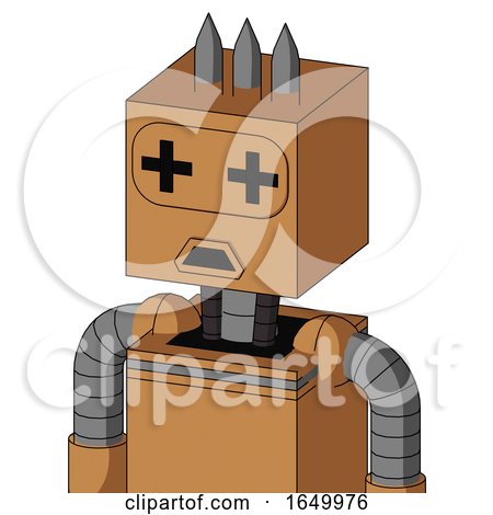 Peach Mech with Box Head and Sad Mouth and Plus Sign Eyes and Three Spiked by Leo Blanchette