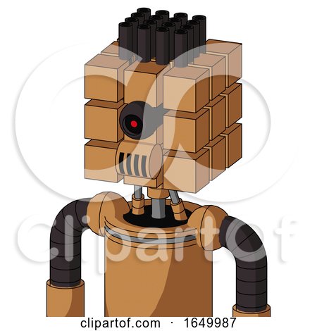 Peach Mech with Cube Head and Speakers Mouth and Black Cyclops Eye and Pipe Hair by Leo Blanchette