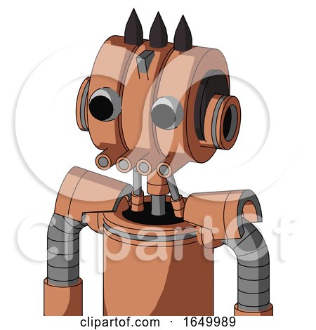 Peach Robot with Multi-Toroid Head and Pipes Mouth and Two Eyes and Three Dark Spikes by Leo Blanchette